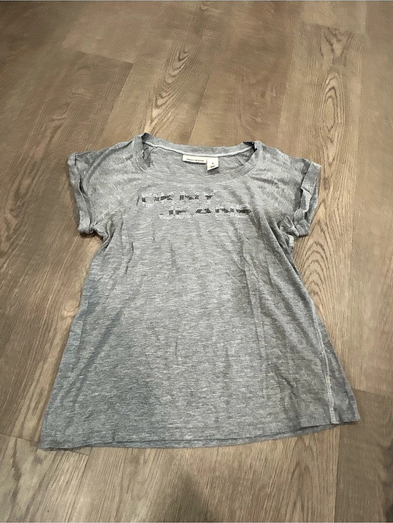 Dkny Tops - DKNY Grey Rhinestone Logo T-Shirt Medium Y2K